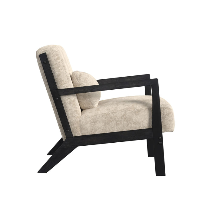 Marina Chair with kidney pillow in Langley Cream and Brushed Espresso Finish - Maxx Save 