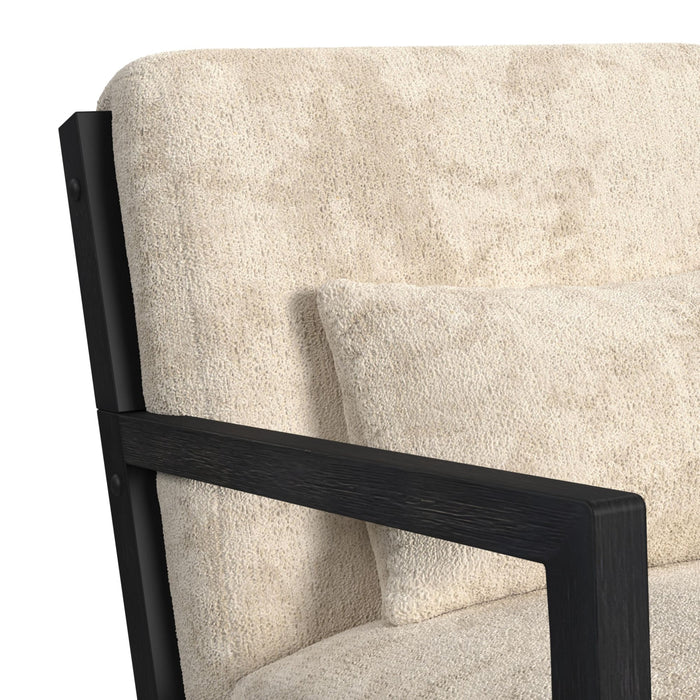 Marina Chair with kidney pillow in Langley Cream and Brushed Espresso Finish - Maxx Save 