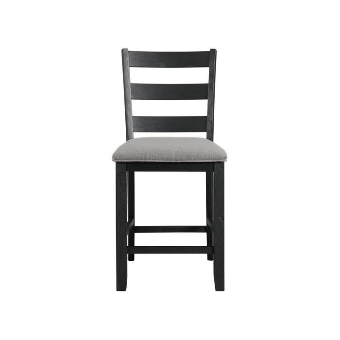 Martin Counter Side Chair with Grey Fabric - Black Finish (2 Per Carton) - Maxx Save 