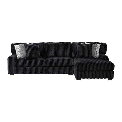 Nightfall RHF Chaise in Grand Cord Black with 2 self Pillows 20" - Maxx Save 
