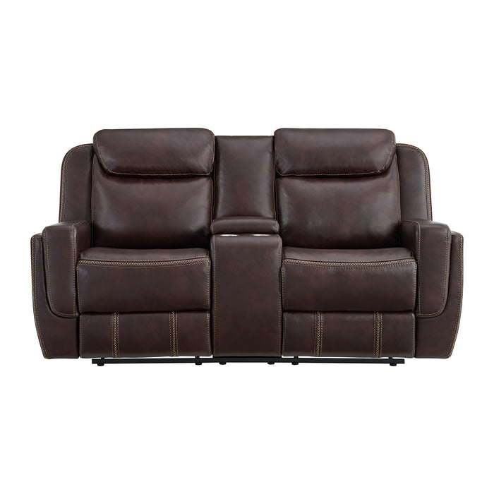 Panther Motion Loveseat with Console in Neono Brown - Maxx Save 