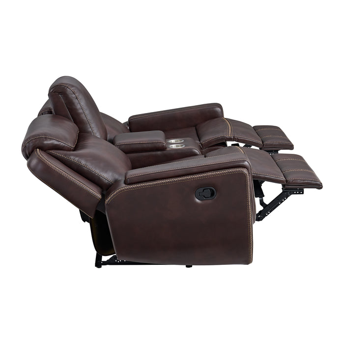 Panther Motion Loveseat with Console in Neono Brown - Maxx Save 