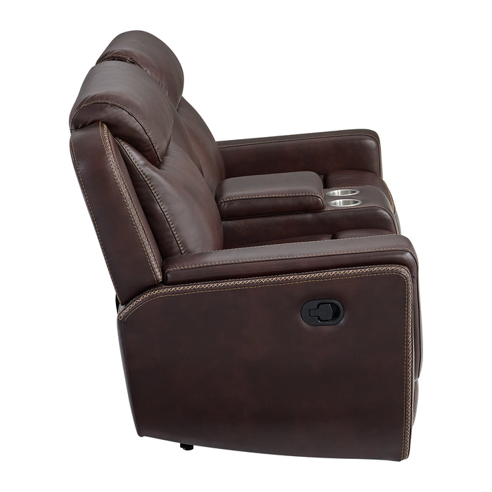 Panther Motion Loveseat with Console in Neono Brown - Maxx Save 