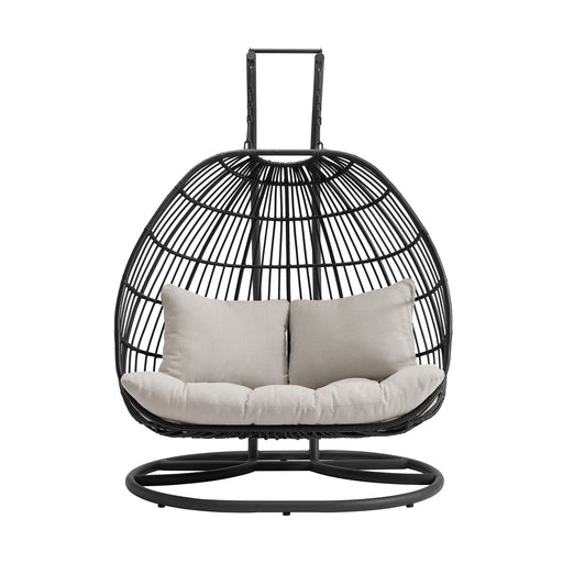 Playa Double Swing Egg Chair Complete - Dark Grey and Olefin Beige - Maxx Save 