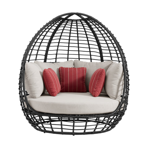 Playa Twin Egg Chair - Dark Grey and Olefin Beige with 3 Pillows - Maxx Save 