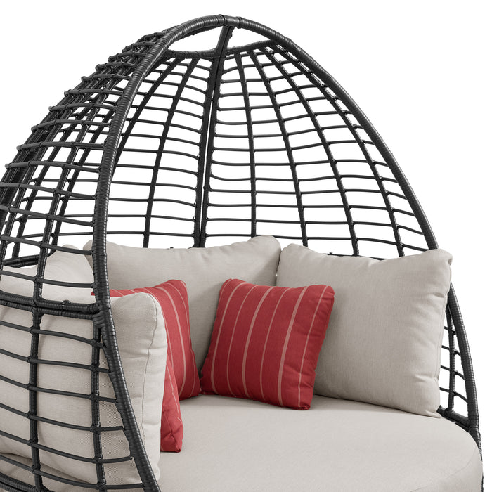 Playa Twin Egg Chair - Dark Grey and Olefin Beige with 3 Pillows - Maxx Save 