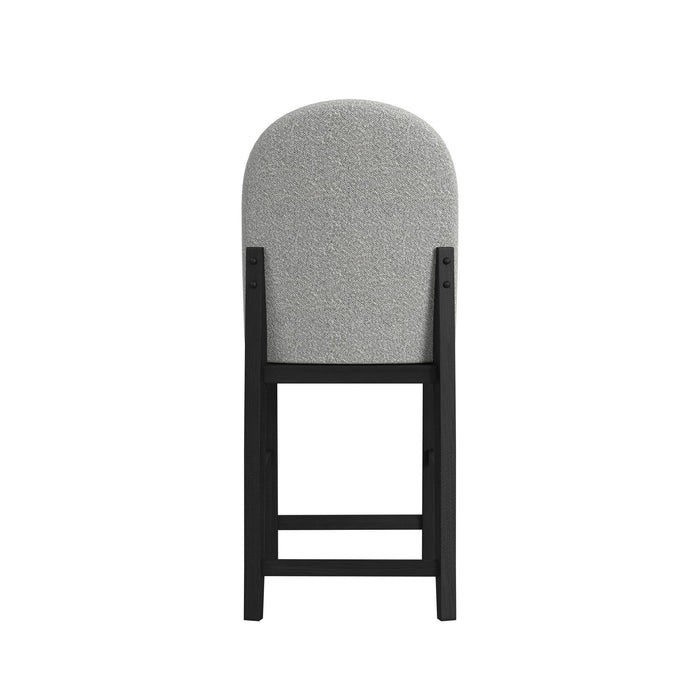 Portland Round Back Barstool with Grey Fabric in Black (2 Per Carton) - Maxx Save 