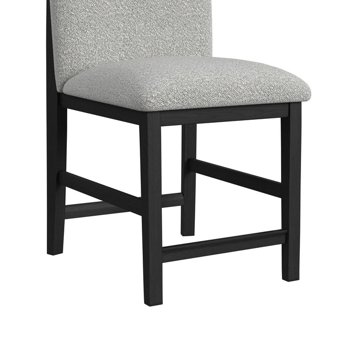 Portland Round Back Counter Stool with Grey Fabric in Black (2 Per Carton) - Maxx Save 