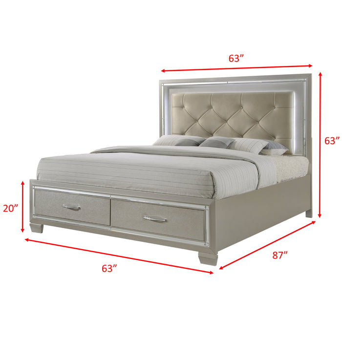 Platinum Platform Storage Bedroom Set - Maxx Save 