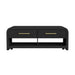 Ridgemont Coffee Table with Casters/Push Through Drawer in Black with Grain - Maxx Save 