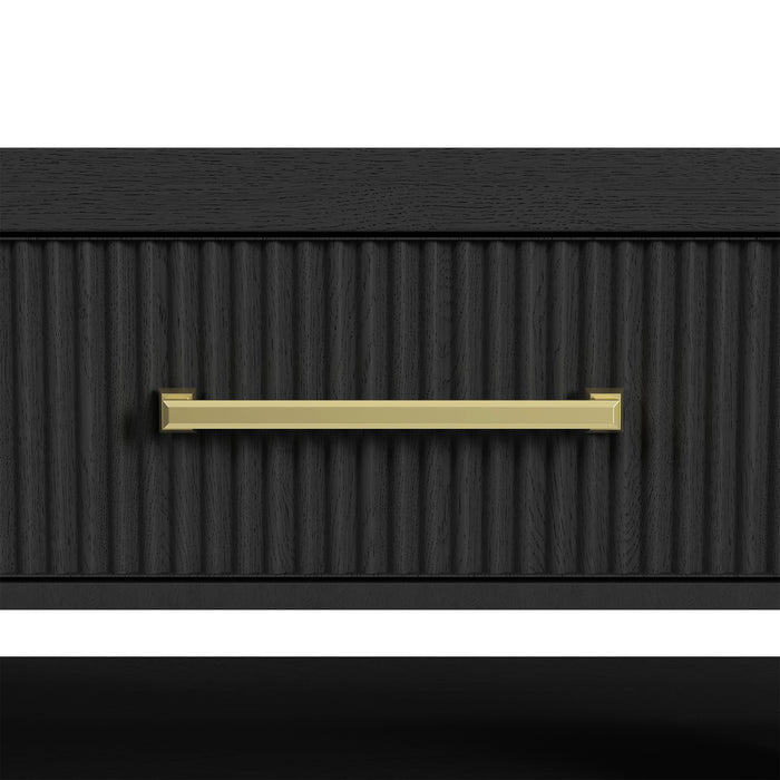 Ridgemont Coffee Table with Casters/Push Through Drawer in Black with Grain - Maxx Save 