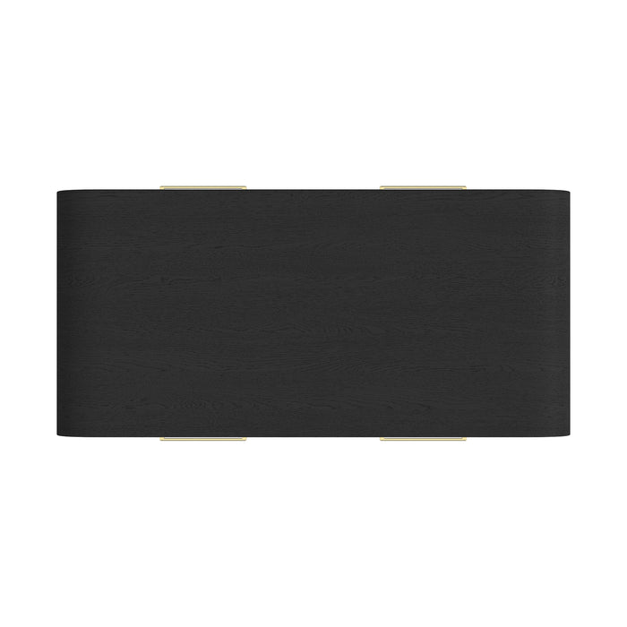 Ridgemont Coffee Table with Casters/Push Through Drawer in Black with Grain - Maxx Save 