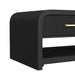 Ridgemont Coffee Table with Casters/Push Through Drawer in Black with Grain - Maxx Save 