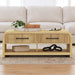 Ridgemont Coffee Table with Casters/Push Through Drawer in Natural - Maxx Save 
