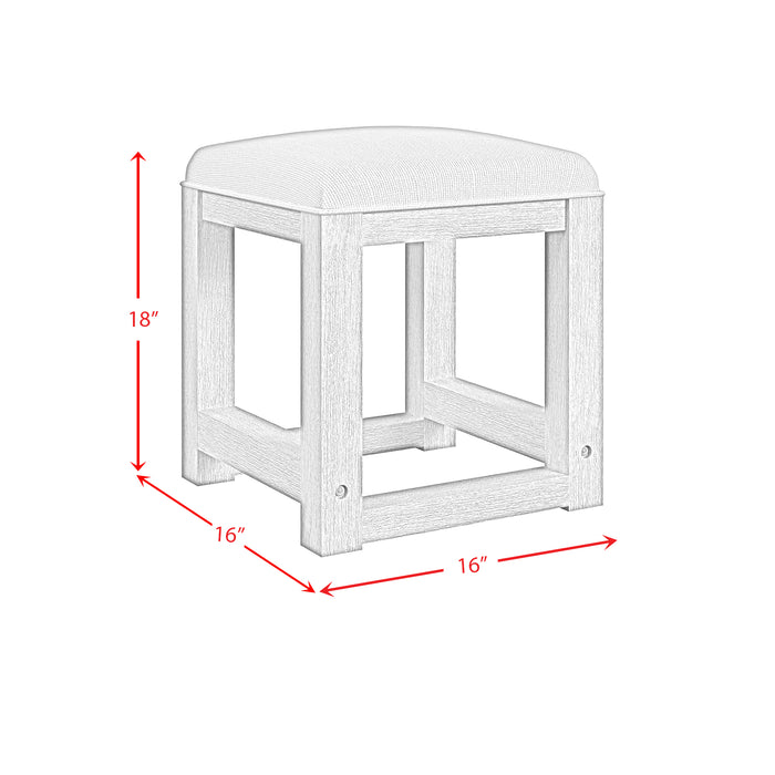 Ridgemont Dressing Stool with White Fabric in Natural - Maxx Save 