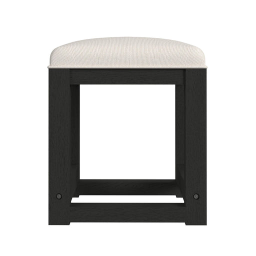 Ridgemont Dressing Stool with White Fabric in Black with Grain - Maxx Save 