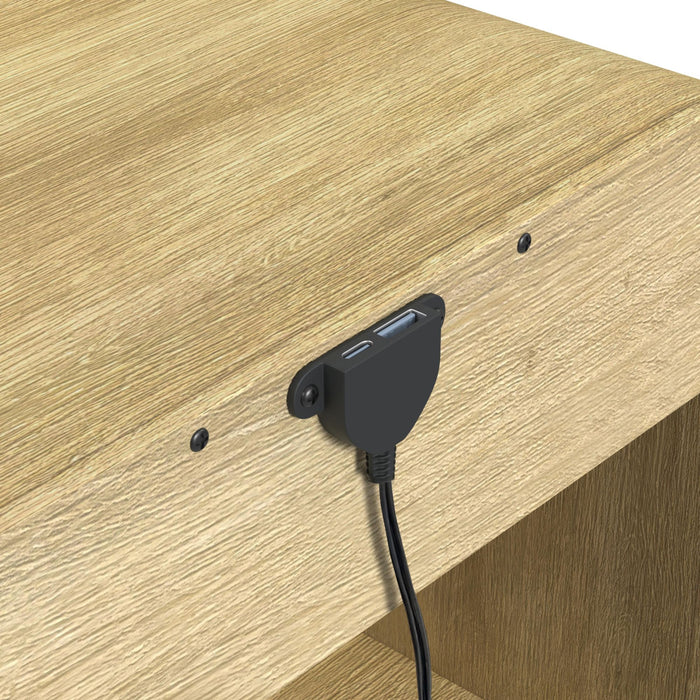 Ridgemont End Table with USB in Natural - Maxx Save 
