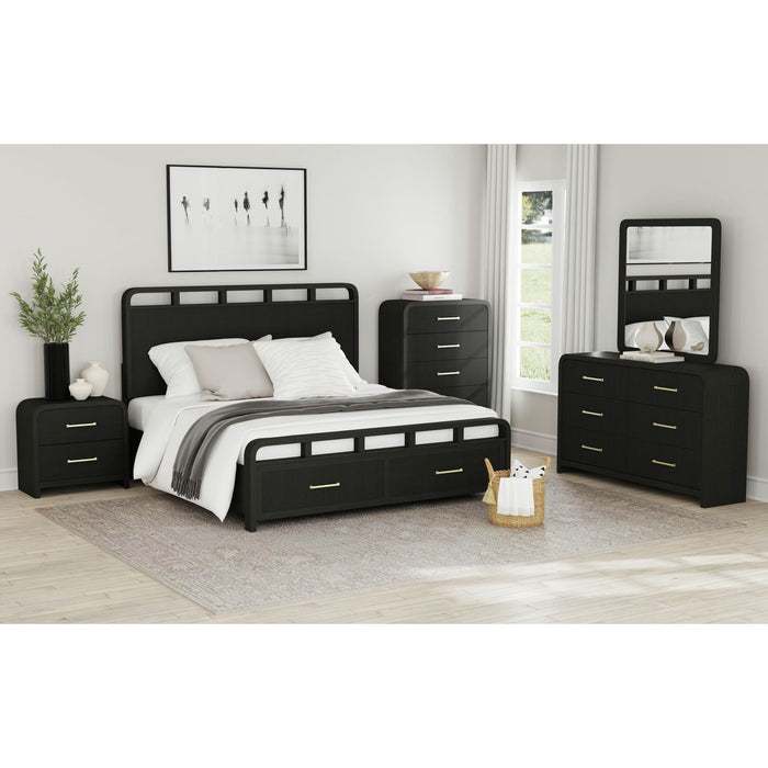Ridgemont Storage Bedroom Set in Black with Grain - Maxx Save 