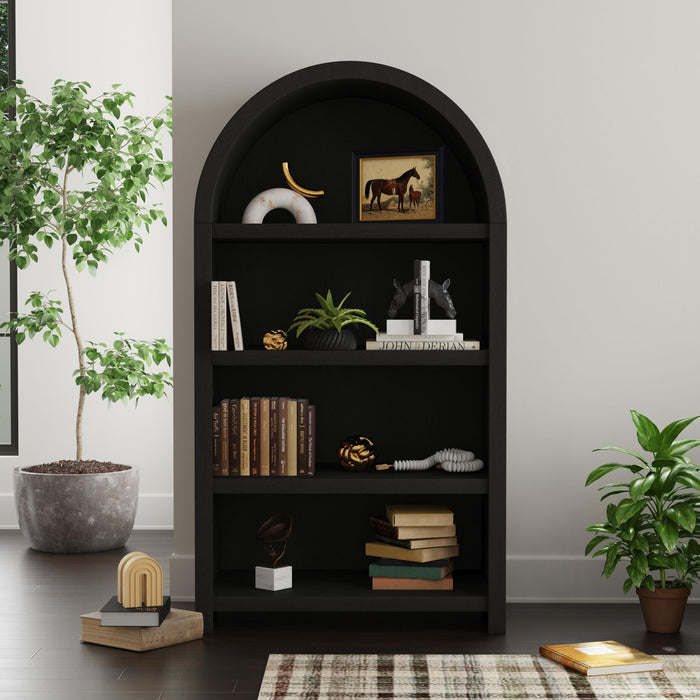 Ridgemont Open Bookcase in Black with Grain - Maxx Save 