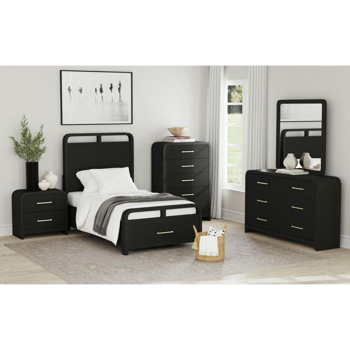 Ridgemont Storage Bed in Black with Grain