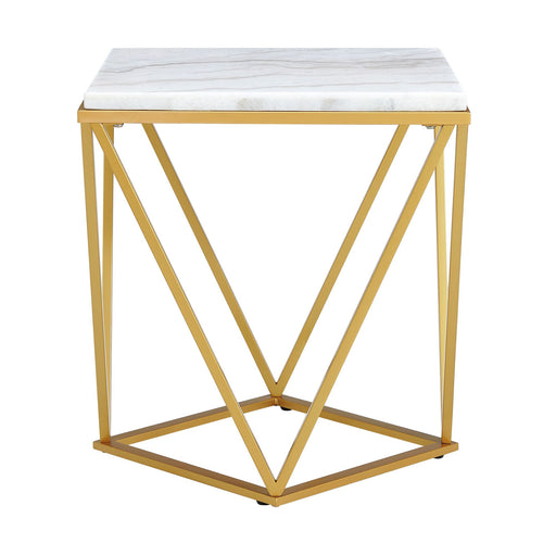 Riko Square End Table W/Gold Metal Leg - Maxx Save 