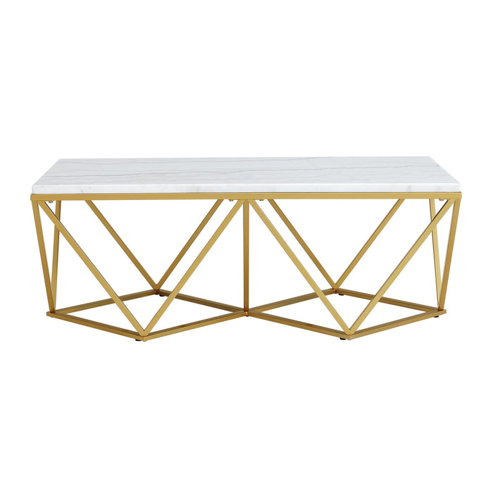 Riko 2PC Occasional Table Set in Gold-Coffee Table & End Table - Maxx Save 