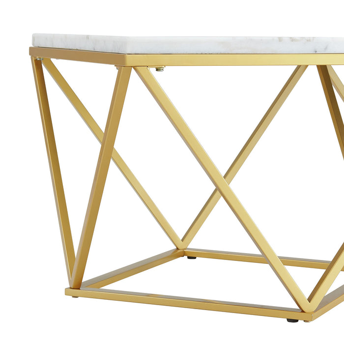 Riko Rectangular Coffee Table W/Gold Metal Leg - Maxx Save 