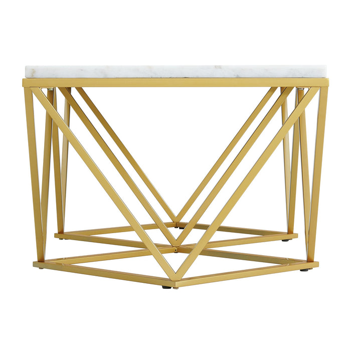 Riko Rectangular Coffee Table W/Gold Metal Leg - Maxx Save 