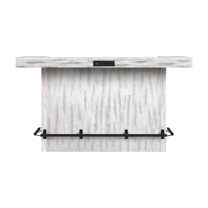 Rogen Rustic Bar Table with Ice Tray, USB and Power in Rustic White