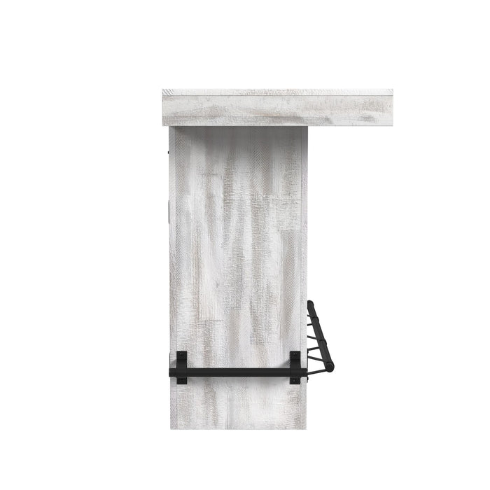 Rogen Rustic Bar Table with Ice Tray, USB and Power in Rustic White