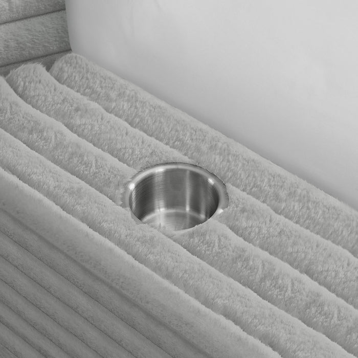 Rosebery UPH Bed with 2 Pillows in Light Grey Corduroy - Maxx Save 