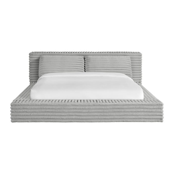 Rosebery UPH Bed with 2 Pillows in Light Grey Corduroy - Maxx Save 