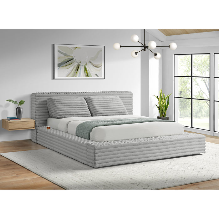 Rosebery UPH Bed with 2 Pillows in Light Grey Corduroy - Maxx Save 