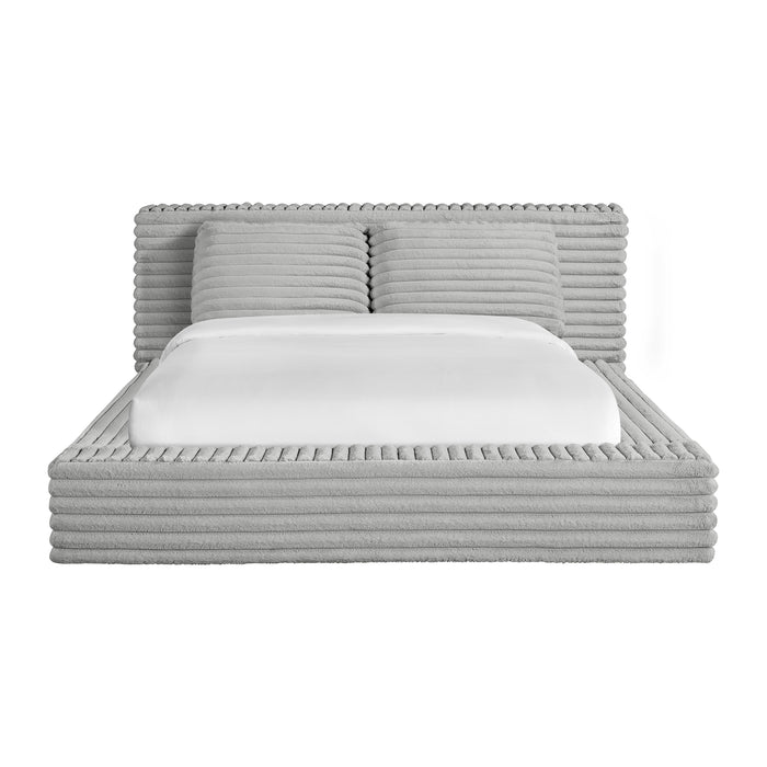 Rosebery UPH Bed with 2 Pillows in Light Grey Corduroy - Maxx Save 