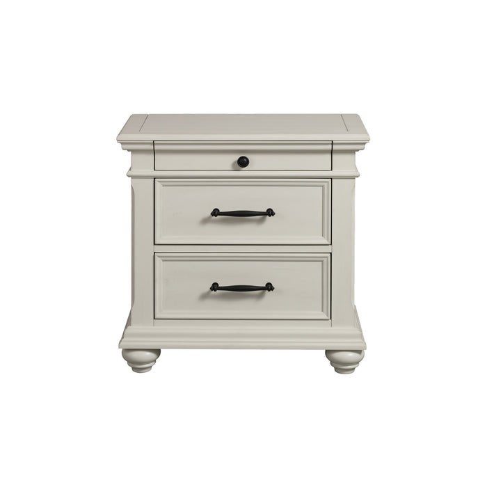 Slater Nightstand w/USB in Antique White - Maxx Save 
