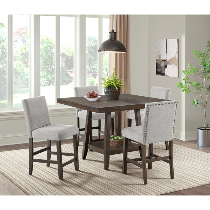 Seneca Square Counter Table with Lazy Susan in Brown - Maxx Save 