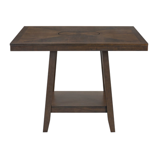 Seneca Square Counter Table with Lazy Susan in Brown - Maxx Save 