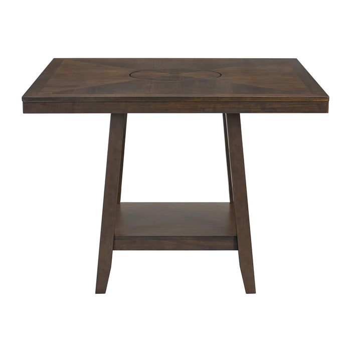Seneca Square Counter Table with Lazy Susan in Brown - Maxx Save 