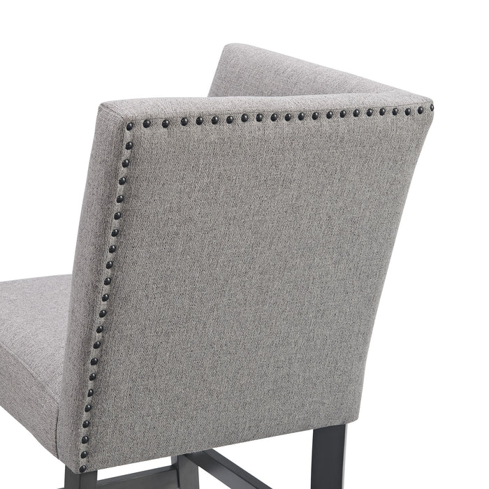 Seneca Counter 3PC Corner Bench Grey Fabric in Grey - Maxx Save 