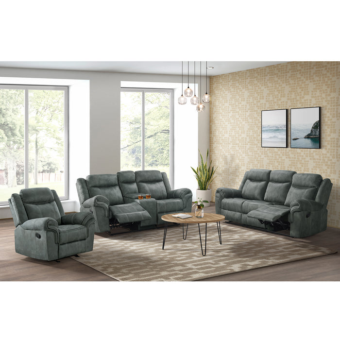 Sorrento 3PC Living Room Set in FB367 Charcoal-Sofa, Loveseat & Recliner - Maxx Save 