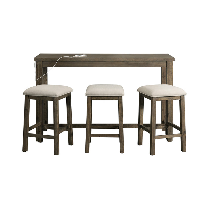 Stone Occasional Bar Table Single Pack Gray Finish (Table + Three Stools) - Maxx Save 