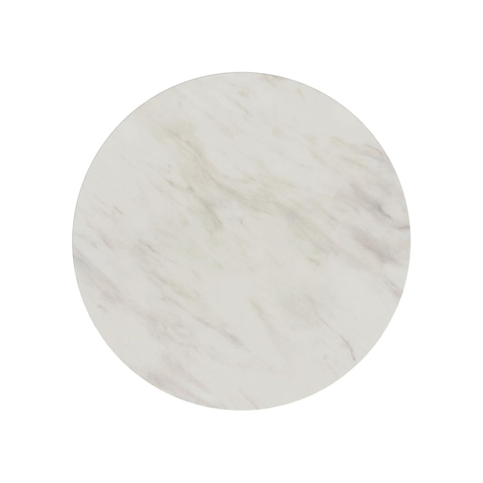 Sylvie Round Dining Table with White Faux Marble Top in Dark Brown - Maxx Save 