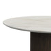 Sylvie Round End Table with White Faux Marble Top and Base in Dark Brown - Maxx Save 