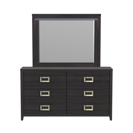 Tobias Dresser and Mirror Set with LED in Black - Maxx Save 
