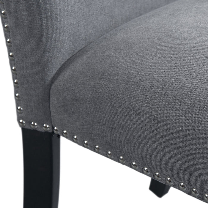 Tuscany Dining Linen Nailhead Side Chair (2 Per Pack) - Charcoal