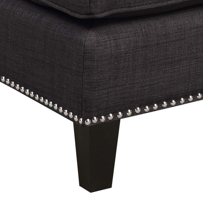 Erica 497 Ottoman W/Chrome Nail Heirloom Charcoal (ISTA 3) - Maxx Save 