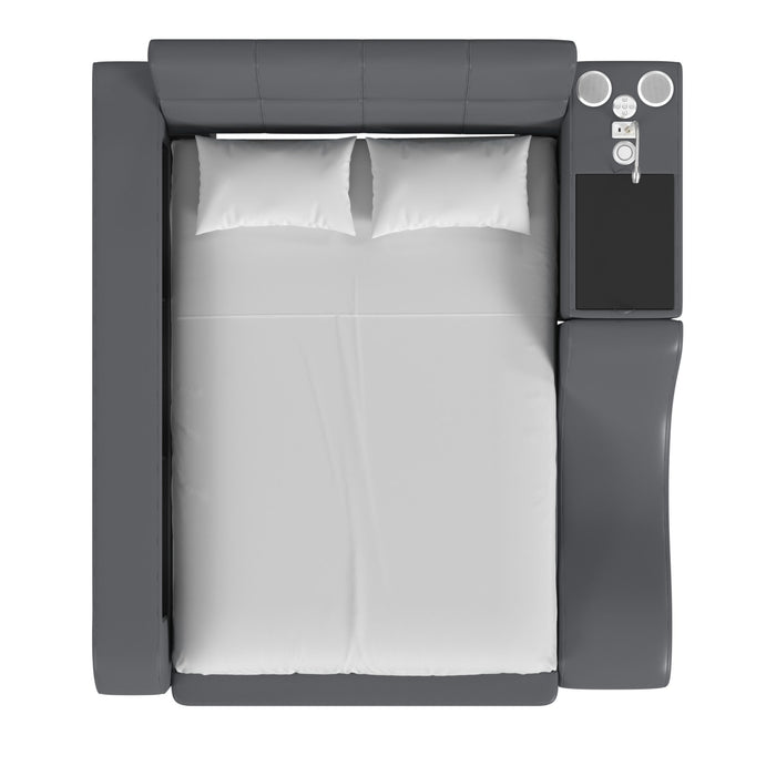 Valari Nightstand with Electronic Features in Grey PU - Maxx Save 