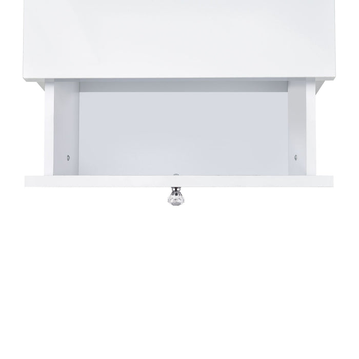 Vancouver Floor Mirror With Storage in White - Maxx Save 