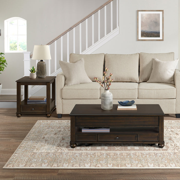 Wagner 2PC Occasional Table Set in Cherry-Rectangular Lift-Top Coffee Table & End Table - Maxx Save 