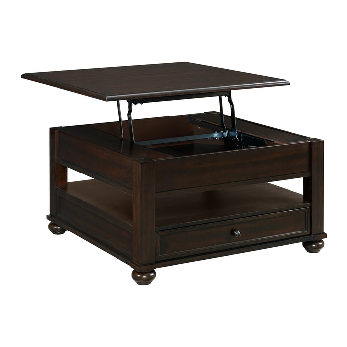 Wagner Square Lift-Top Coffee Table w/ Casters in Cherry - Maxx Save 